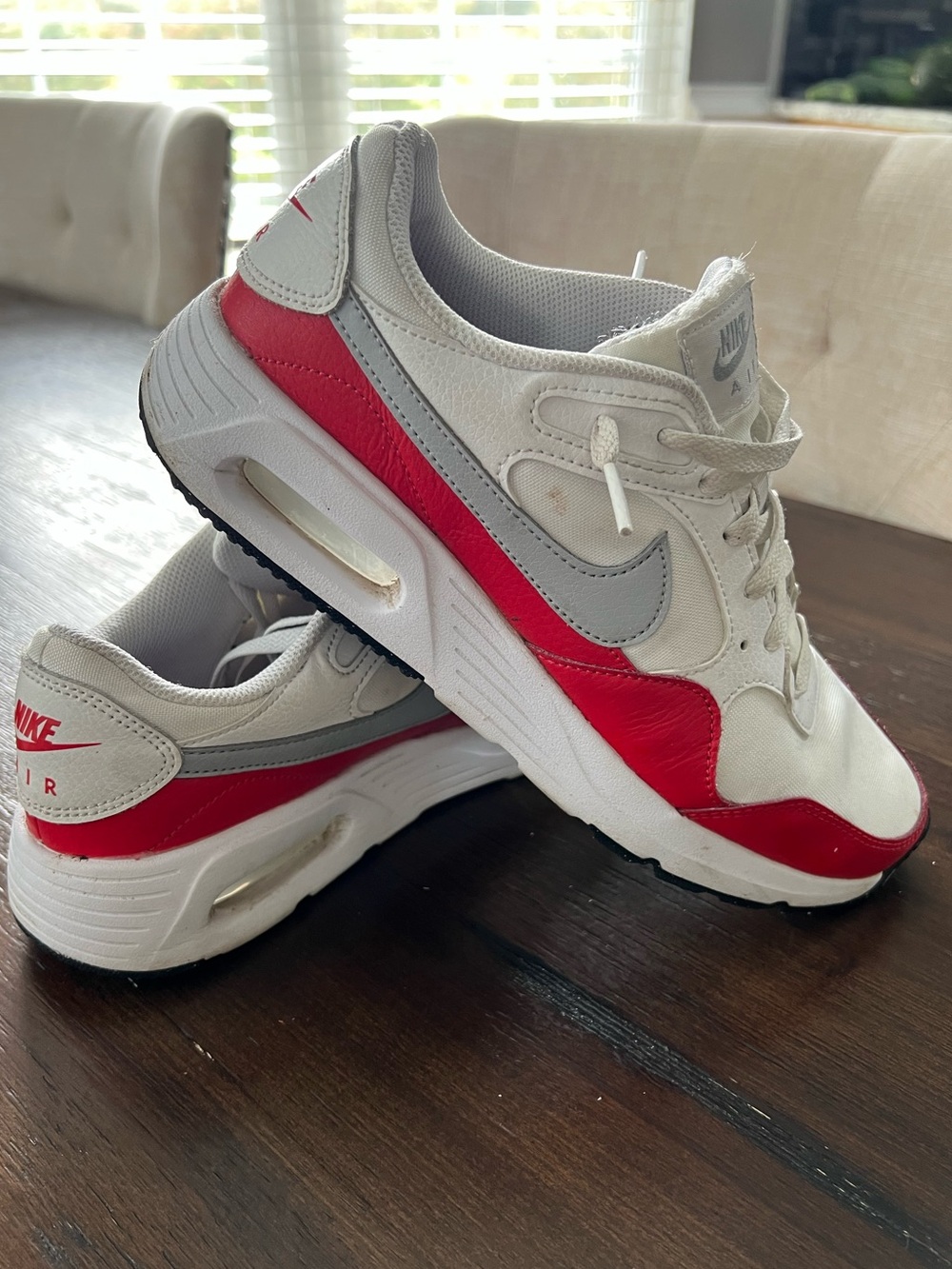 Nike Men’s Sneakers in White, Gray and Red
